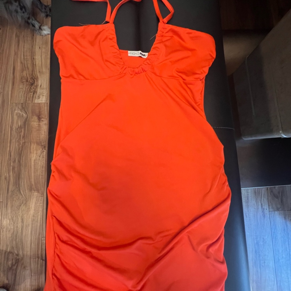 Fashion Nova Bright Orange Dress